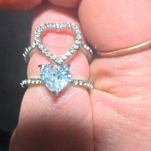 .925 Silver Heart Ring Set
